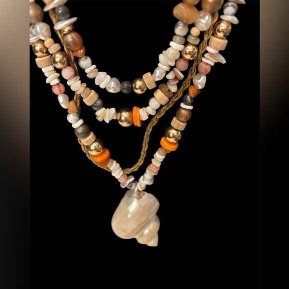 Free People Layered Bead and Shell Necklace NWT - Picture 2 of 4